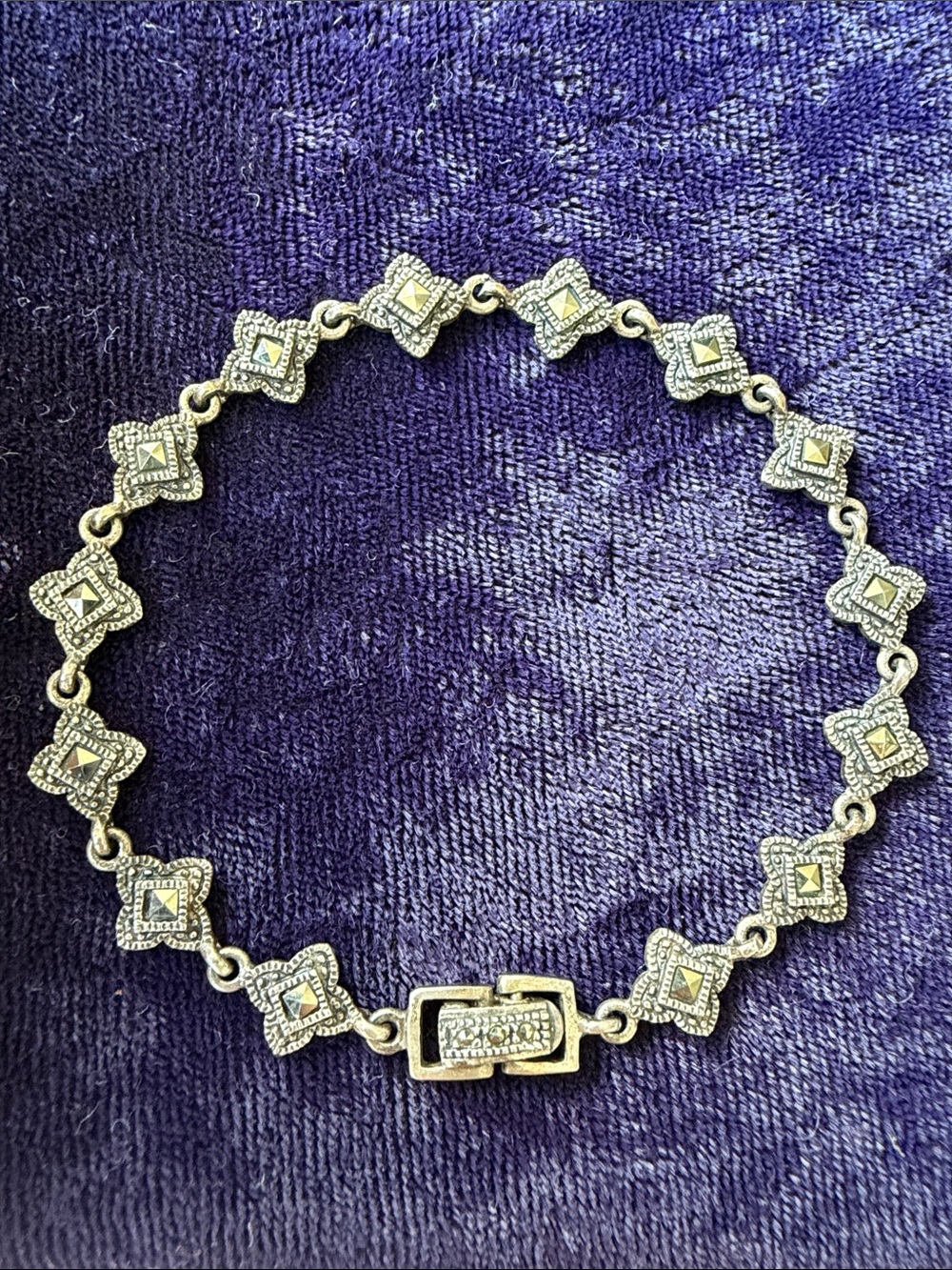 Vintage 925 sterling silver link bracelet with natural pyrite gemstones